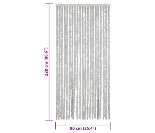 Kukaiņu Aizkars, Pelēks, 90X220 Cm, Šenils Vidaxl