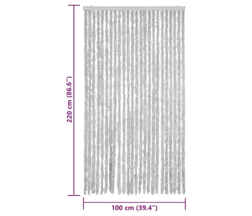 Kukaiņu Aizkars, Pelēks, 100X220 Cm, Šenils Vidaxl