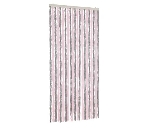 Kukaiņu Aizkars, Pelēks Un Rozā, 90X220 Cm, Šenils Vidaxl