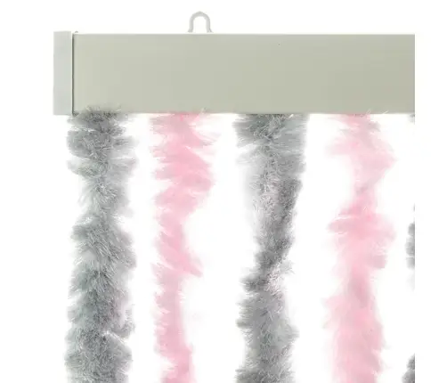 Kukaiņu Aizkars, Pelēks Un Rozā, 90X220 Cm, Šenils Vidaxl