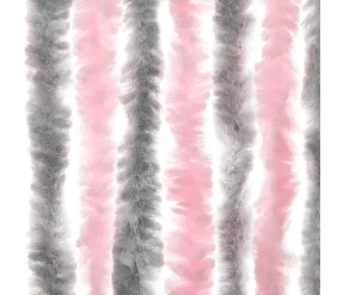 Kukaiņu Aizkars, Pelēks Un Rozā, 90X220 Cm, Šenils Vidaxl