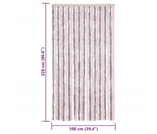 Užuolaida Nuo Musių, Pilka Ir Rožinė, 100X220Cm Šenilis
