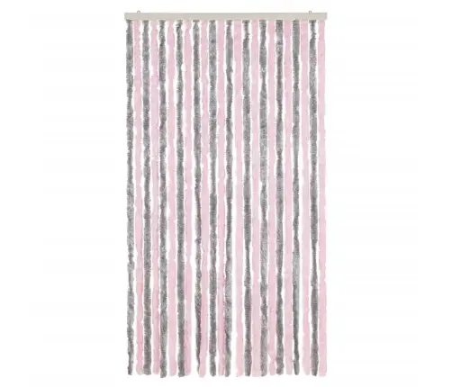 Kukaiņu Aizkars, Pelēks Un Rozā, 100X230 Cm, Šenils Vidaxl