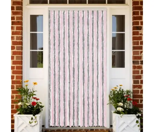 Kukaiņu Aizkars, Pelēks Un Rozā, 100X230 Cm, Šenils Vidaxl