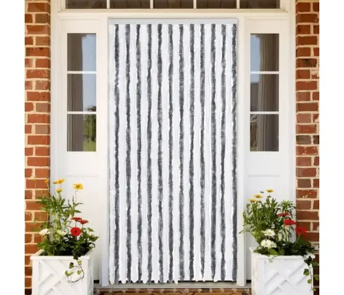 Kukaiņu Aizkars, Pelēks Un Balts, 100X200 Cm, Šenils Vidaxl