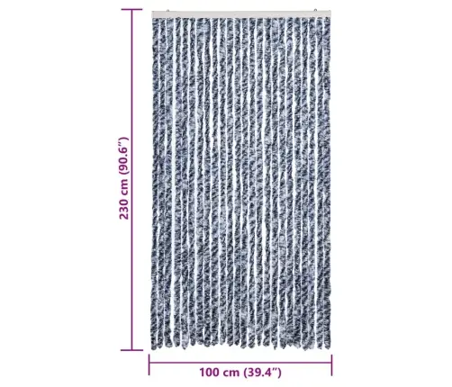 Kukaiņu Aizkars, Zils Un Balts, 100X230 Cm, Šenils Vidaxl