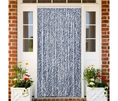 Kukaiņu Aizkars, Zils Un Balts, 100X230 Cm, Šenils Vidaxl