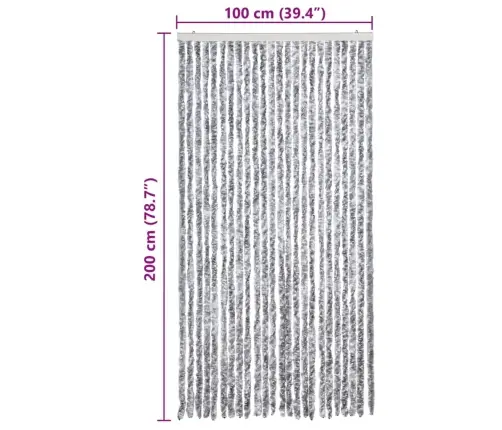 Užuolaida Nuo Musių, Balta Ir Pilka, 100X200Cm Šenilis