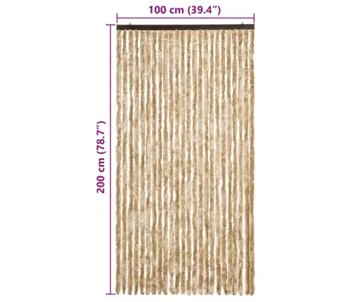 Kukaiņu Aizkars, Bēšs, 100X200 Cm, Šenils Vidaxl