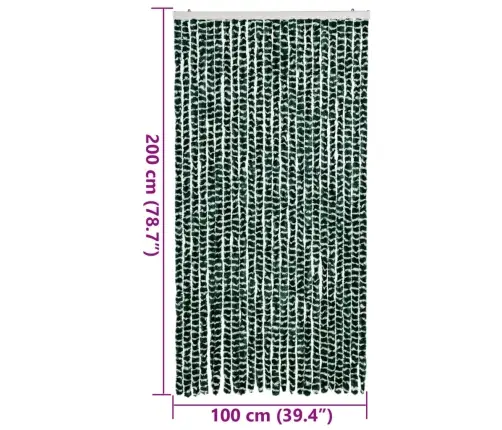 Kukaiņu Aizkars, Zaļš Un Balts, 100X200 Cm, Šenils Vidaxl