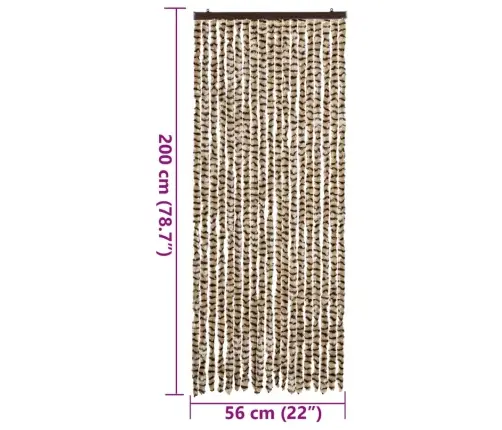 Kukaiņu Aizkars, Bēšs Un Brūns, 56X200 Cm, Šenils Vidaxl