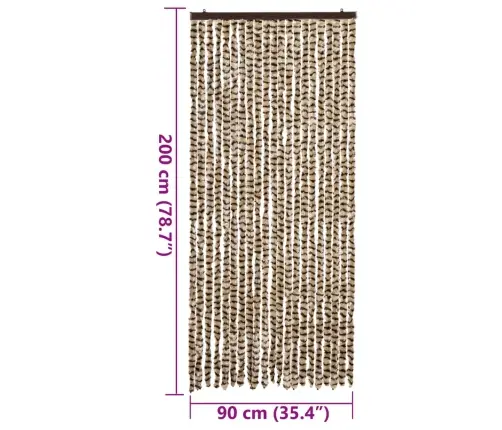 Kukaiņu Aizkars, Bēšs Un Brūns, 90X200 Cm, Šenils Vidaxl