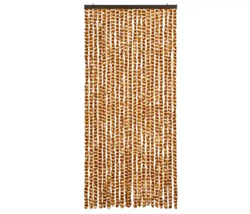 Kukaiņu Aizkars, Dzeltenbrūns Un Balts, 90X200 Cm, Šenils Vidaxl