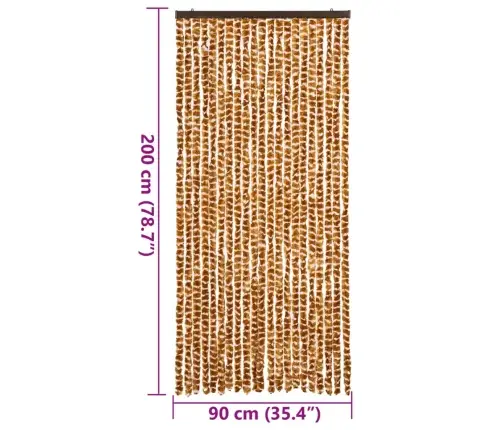 Kukaiņu Aizkars, Dzeltenbrūns Un Balts, 90X200 Cm, Šenils Vidaxl