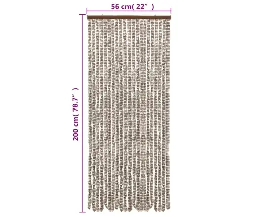 Kukaiņu Aizkars, Pelēkbrūns Un Balts, 56X200 Cm, Šenils Vidaxl