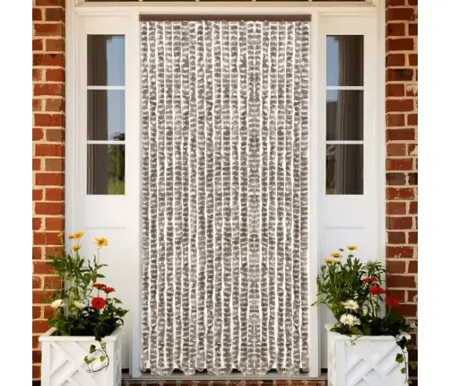 Kukaiņu Aizkars, Pelēkbrūns Un Balts, 56X200 Cm, Šenils Vidaxl