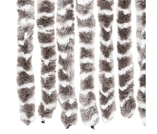 Kukaiņu Aizkars, Pelēkbrūns Un Balts, 90X200 Cm, Šenils Vidaxl