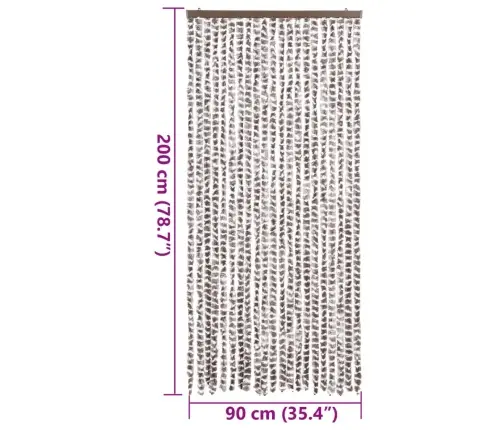 Kukaiņu Aizkars, Pelēkbrūns Un Balts, 90X200 Cm, Šenils Vidaxl