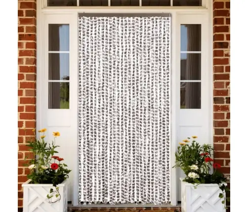 Kukaiņu Aizkars, Pelēkbrūns Un Balts, 100X230 Cm, Šenils Vidaxl