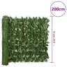 Balkona Aizslietnis Ar Tumši Zaļām Lapām, 200X75 Cm Vidaxl
