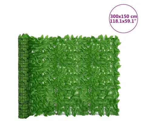 Balkona Aizslietnis Ar Zaļām Lapām, 300X150 Cm Vidaxl
