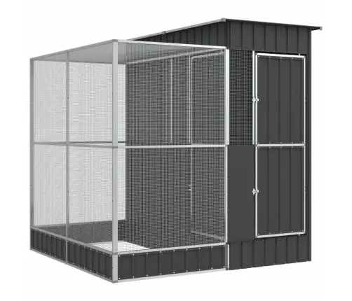 Putnu Māja, Sudraba Krāsa, 209X203X216 Cm, Tērauds Vidaxl