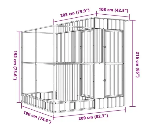 Putnu Māja, Sudraba Krāsa, 209X203X216 Cm, Tērauds Vidaxl