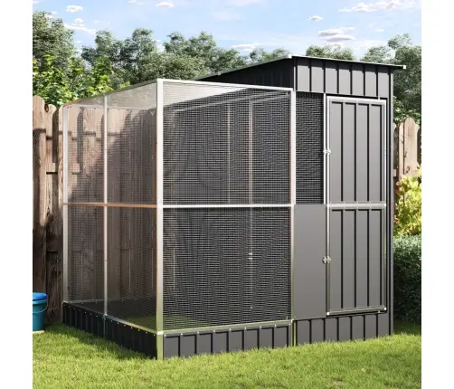 Putnu Māja, Sudraba Krāsa, 209X203X216 Cm, Tērauds Vidaxl