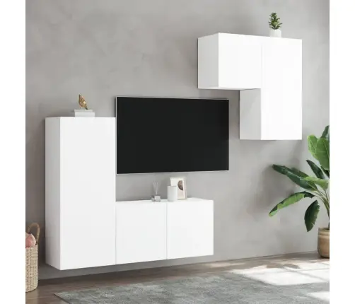 4-Osaline Telerikappide Komplekt, Valge, Tehispuit