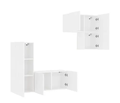 4-Osaline Telerikappide Komplekt, Valge, Tehispuit