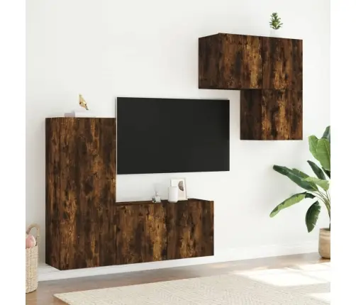 4-Daļīgs Tv Skapīšu Komplekts, Koka Krāsa, Inženierijas Koks Vidaxl