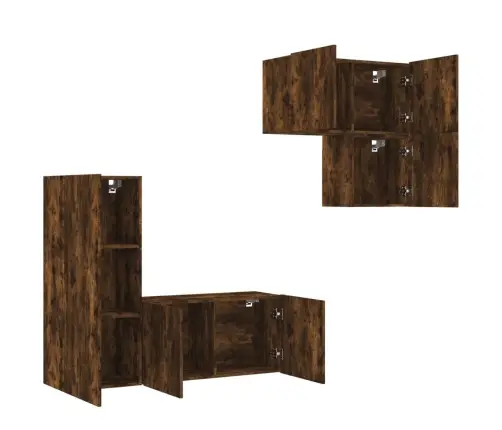 4-Daļīgs Tv Skapīšu Komplekts, Koka Krāsa, Inženierijas Koks Vidaxl