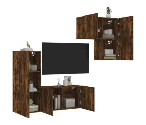 4-Daļīgs Tv Skapīšu Komplekts, Koka Krāsa, Inženierijas Koks Vidaxl