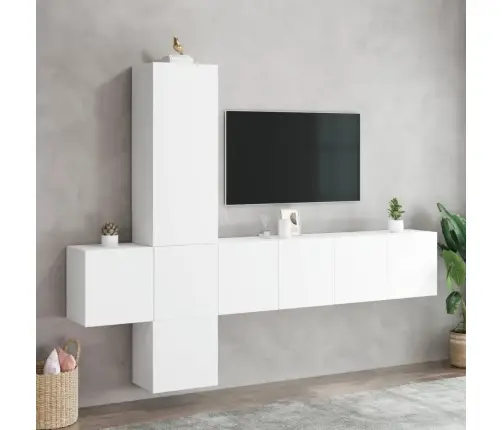 5-Daļīgs Tv Skapīšu Komplekts, Balts, Inženierijas Koks Vidaxl
