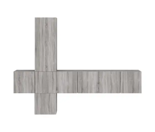 5-Osaline Telerikappide Komplekt, Hall Sonoma Tamm, Tehispuit