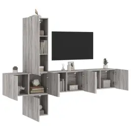 5-Osaline Telerikappide Komplekt, Hall Sonoma Tamm, Tehispuit