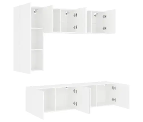 5-Daļīgs Tv Skapīšu Komplekts, Balts, Inženierijas Koks Vidaxl