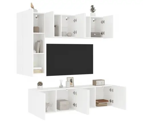 5-Daļīgs Tv Skapīšu Komplekts, Balts, Inženierijas Koks Vidaxl