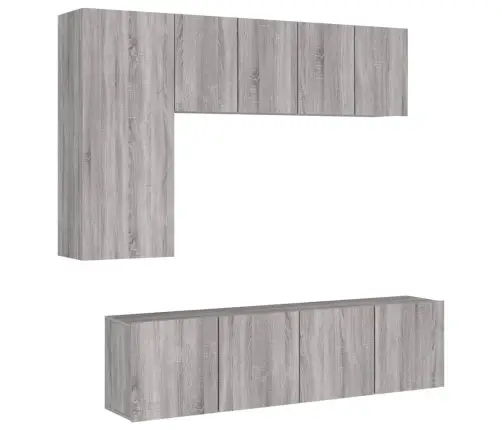 Sieninė Tv Sekcija, 5 Dalių, Pilka Ąžuolo, Apdirbta Mediena