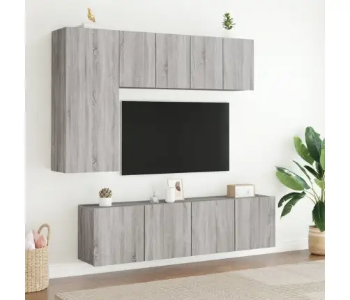 Sieninė Tv Sekcija, 5 Dalių, Pilka Ąžuolo, Apdirbta Mediena