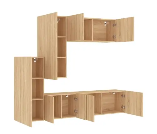 5-Daļīgs Tv Skapīšu Komplekts, Koka Krāsa, Inženierijas Koks Vidaxl