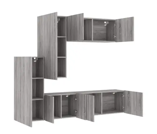 Sieninė Tv Sekcija, 5 Dalių, Pilka Ąžuolo, Apdirbta Mediena