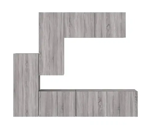 Sieninė Tv Sekcija, 5 Dalių, Pilka Ąžuolo, Apdirbta Mediena