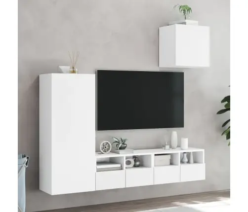 4-Osaline Telerikappide Komplekt, Valge, Tehispuit