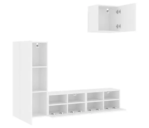 4-Osaline Telerikappide Komplekt, Valge, Tehispuit