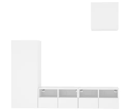 4-Osaline Telerikappide Komplekt, Valge, Tehispuit