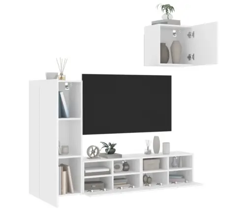 4-Osaline Telerikappide Komplekt, Valge, Tehispuit