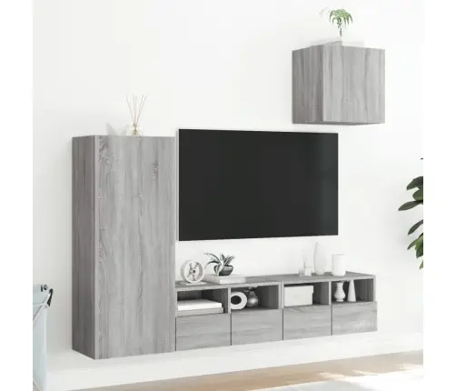 Sieninė Tv Sekcija, 4 Dalių, Pilka Ąžuolo, Apdirbta Mediena