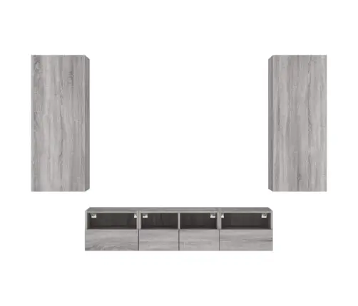 Sieninė Tv Sekcija, 5 Dalių, Pilka Ąžuolo, Apdirbta Mediena