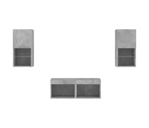 Tv Sienas Skapīši Ar Led, 4 Gab., Betona Pelēki Vidaxl